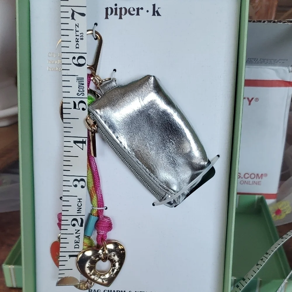Piper K Silver and Multicolor Bag Charm & Key Chain